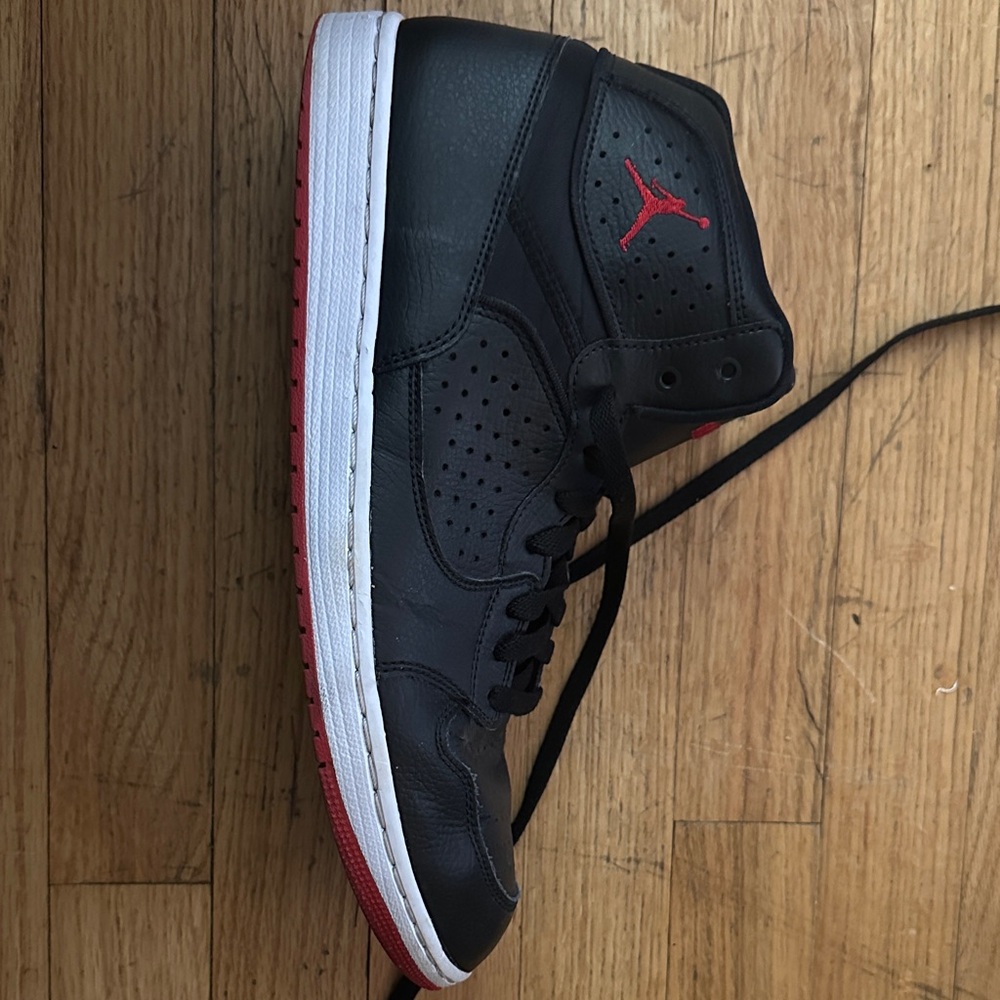 Jordan Black and Red Leather Sneakers